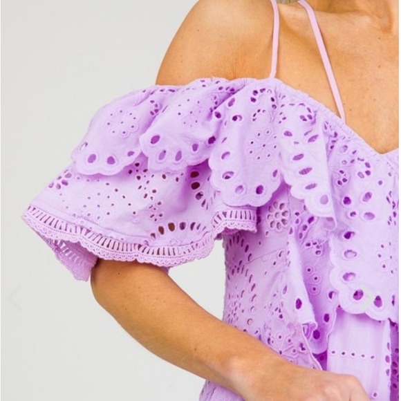 NWT Lavender Eyelet Off-Shoulder Dress, M - Picture 4 of 6
